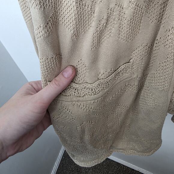 Chico's Cream Pointelle Lace Scallop Soft Mature Quiet Luxury Cardigan Size XL - Picture 5 of 9